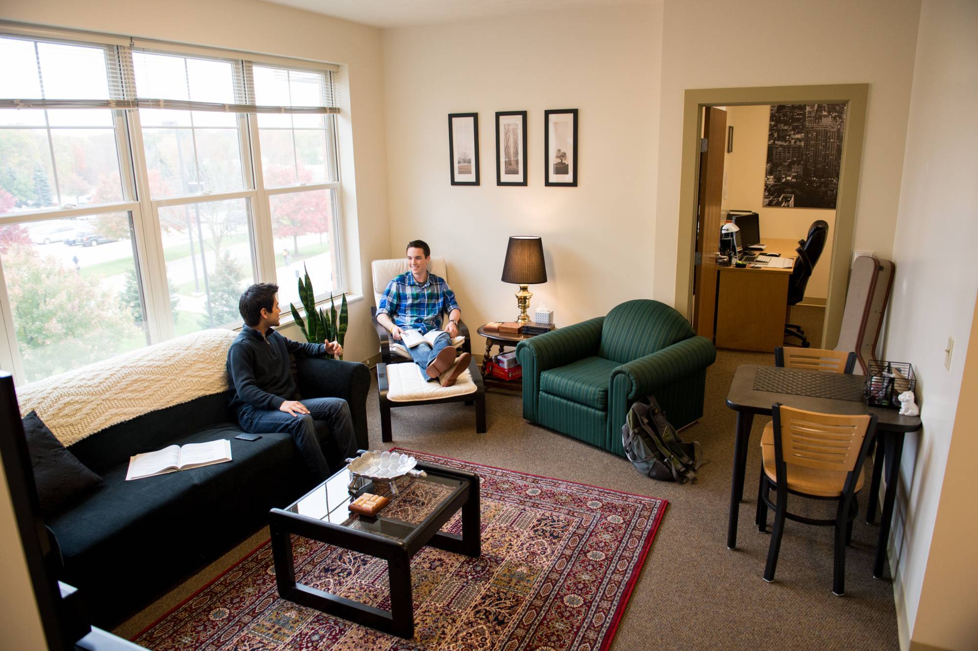 On-campus apartment housing with GVSU students.